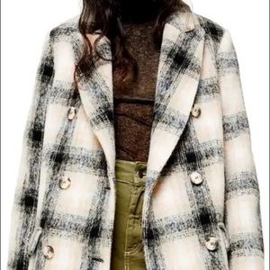 Topshop Plaid Wool Coat